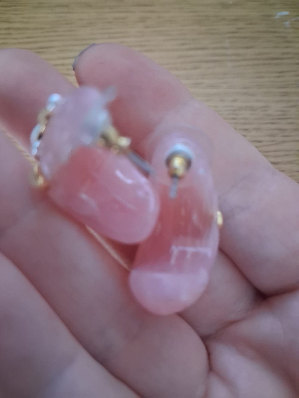 Ann Taylor Pink Resin Hoop Earrings with Pearl and Gold Accents - Picture 5 of 8
